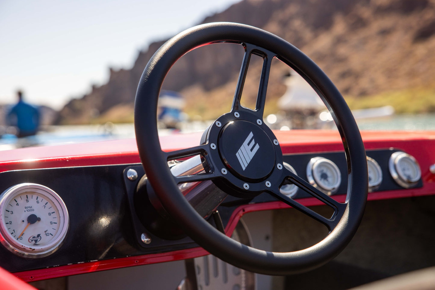 Steering Wheel Launch Billet Aluminum Gloss Black Spokes/ Black Grip