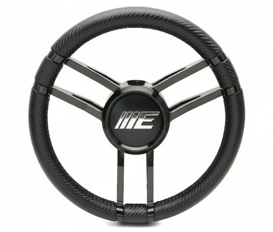 Steering Wheel Corerra Symmetrical Billet Aluminum Full Wrap - Black Anodized Spokes / Carbon Grip