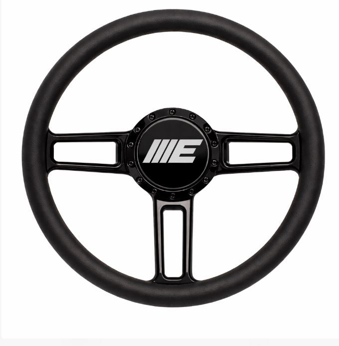 Steering Wheel Launch Billet Aluminum Gloss Black Spokes/ Black Grip